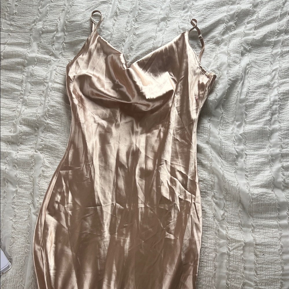 Satin Slip Dress in Champagne